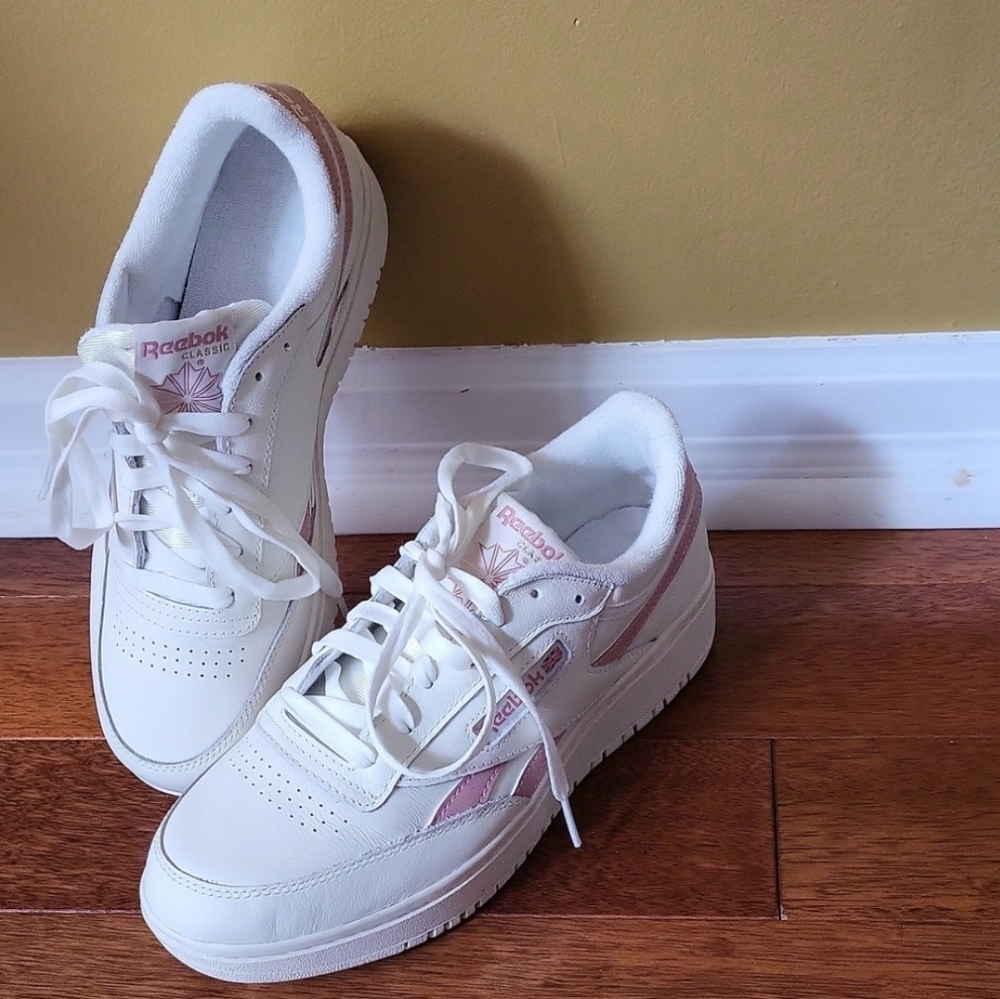 Reebok Club C Double Revenge Classic White and Pink Sneakers - Picture 3 of 14